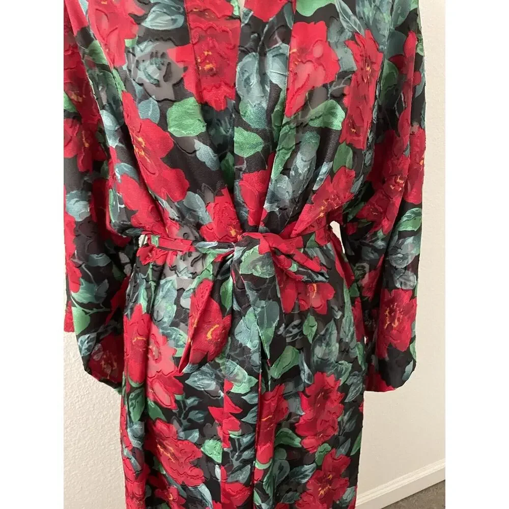 Victoria's Secret Vintage Sleepwear Robe Belted Multicolor Floral